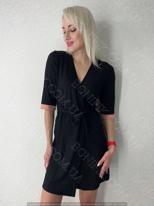 Жіночий халат з поясом із колекції "Black Rose" (60049)