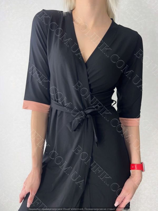 Жіночий халат з поясом із колекції "Black Rose" (60049)