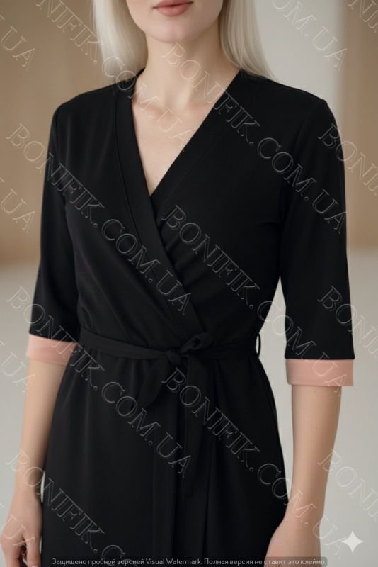 Жіночий халат з поясом із колекції "Black Rose" (60049)