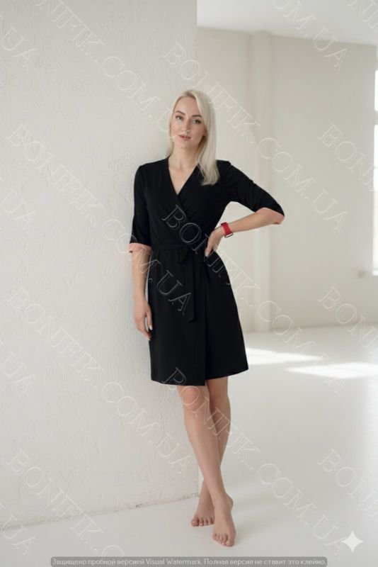 Жіночий халат з поясом із колекції "Black Rose" (60049)