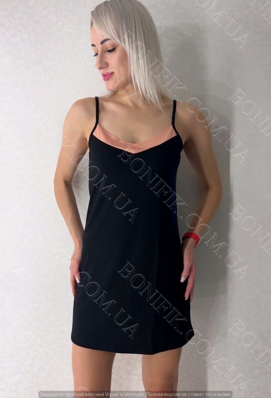 Жіноча нічна сорочка на тонкій бретелі "Black Rose" (60049)